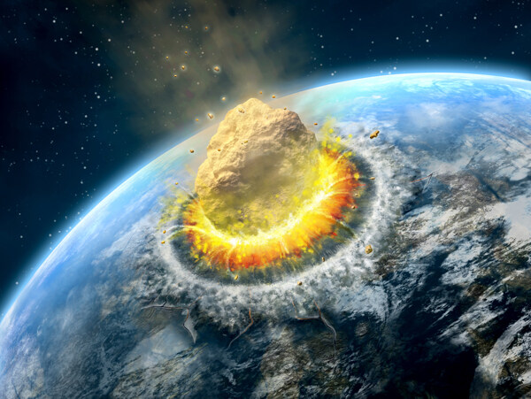 地球表面爆炸的石头图片