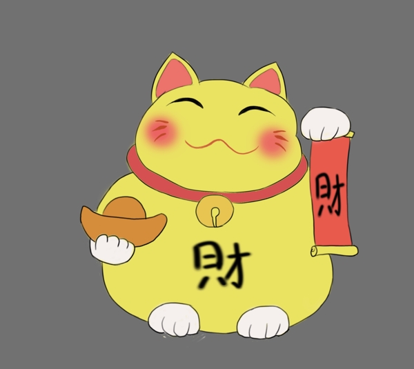 日本胖胖的招财猫插画