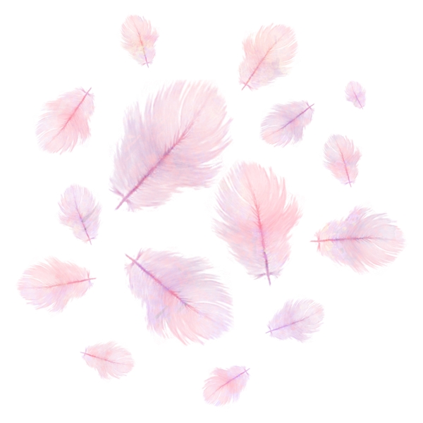 小清新粉色渐变羽毛漂浮设计元素背景底纹