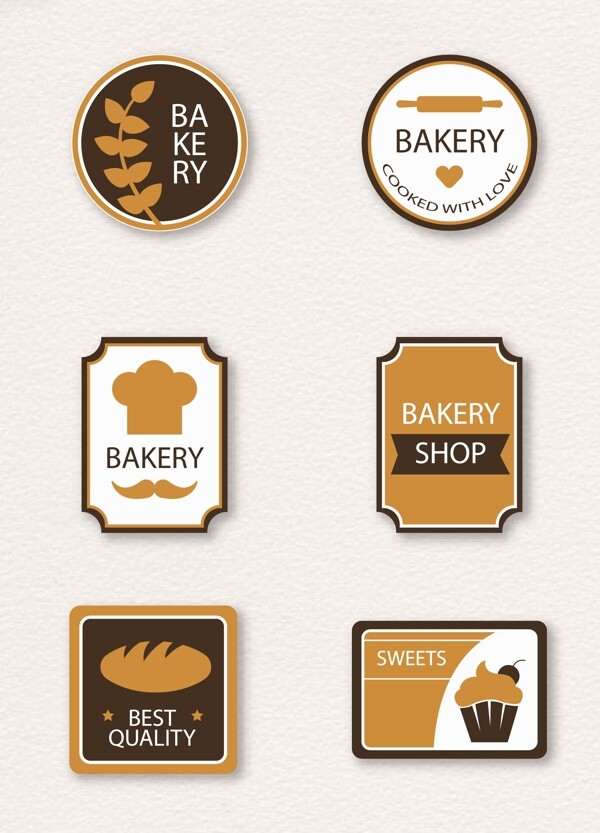 6款创意面包店标签矢量图