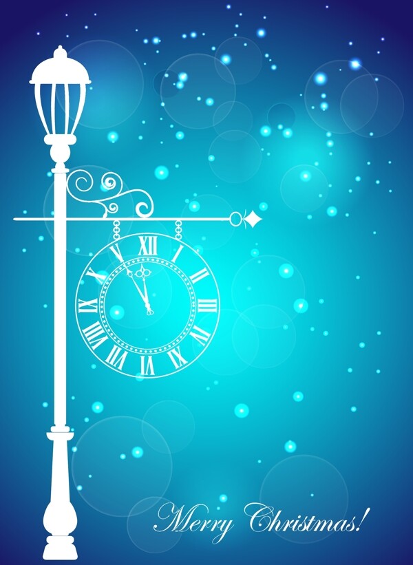 蓝色时钟圣诞背景图片