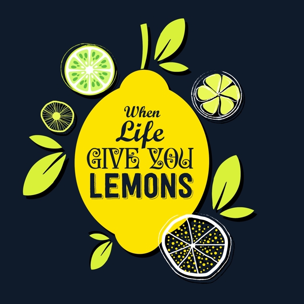 柠檬英文海报水果