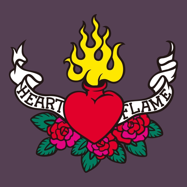 印花矢量圖T恤圖案圖文結(jié)合幾何心形免費素材