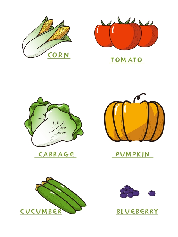 蔬菜水果手绘矢量商业元素