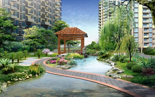 小區(qū)景觀效果圖圖片