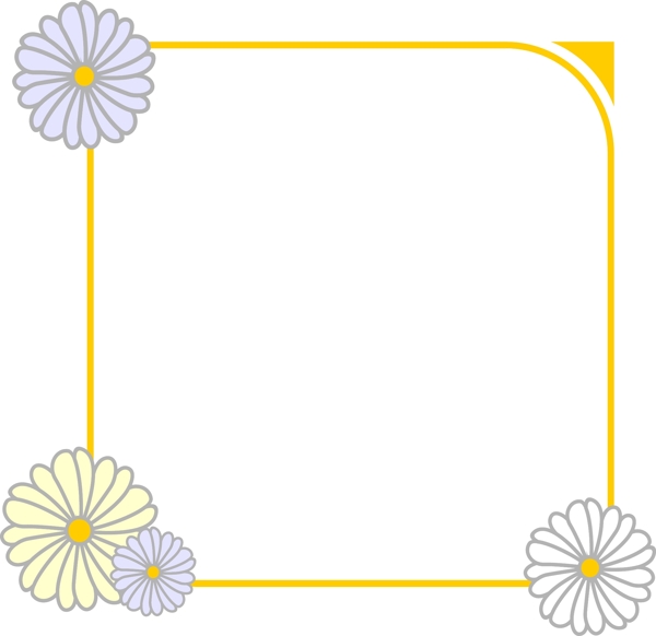 黄色简约花朵海报边框