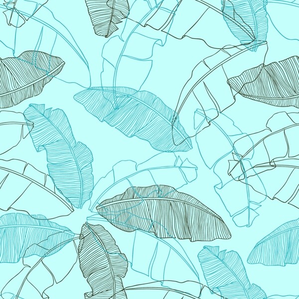 热带植物芭蕉叶四方连续底纹