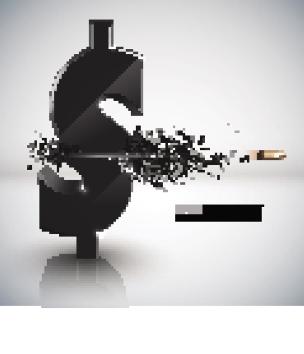 子彈射穿錢發(fā)送矢量標(biāo)志