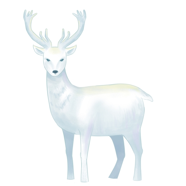 手绘白色麋鹿图案元素