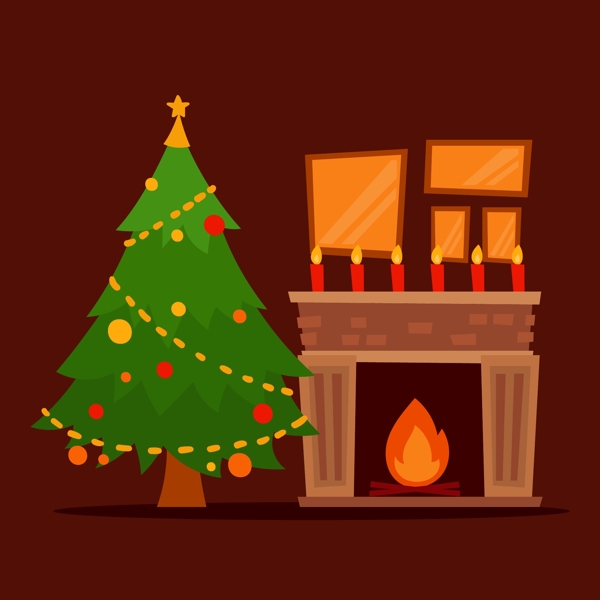 壁炉的圣诞素材