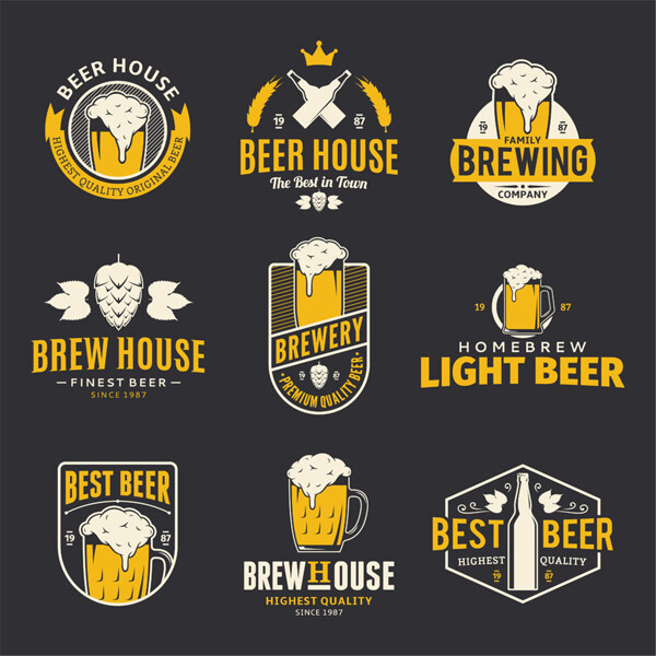 黄色啤酒饮料标志图片