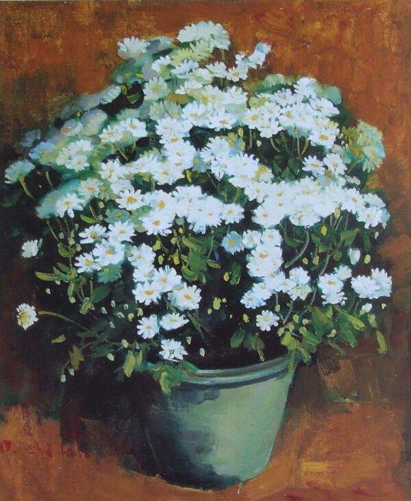 油畫花圖片
