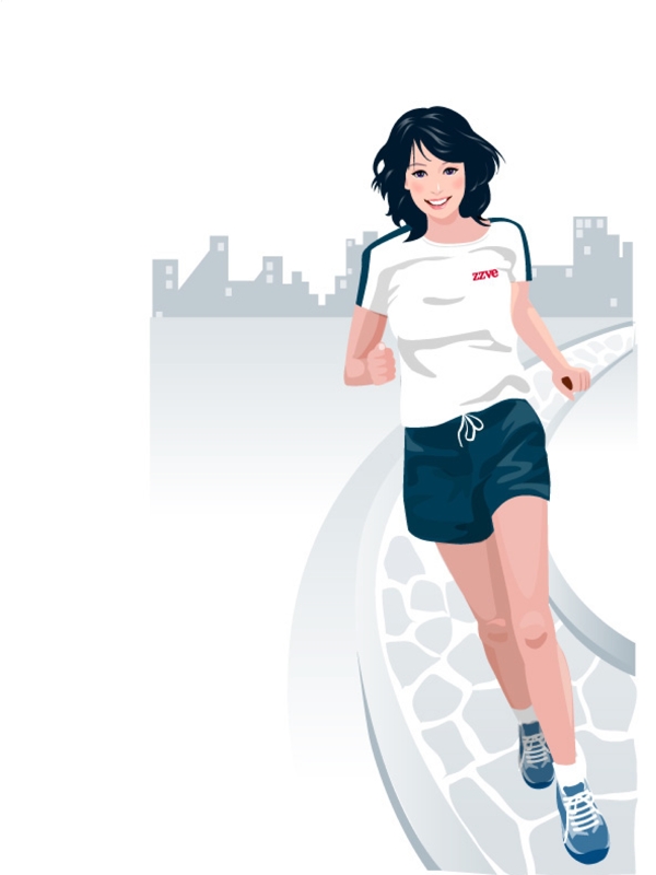 跑步中的女人矢量素材