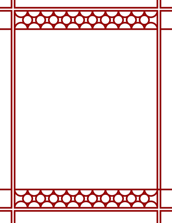 中国风红色长方形矢量文字边框海报边框透明png