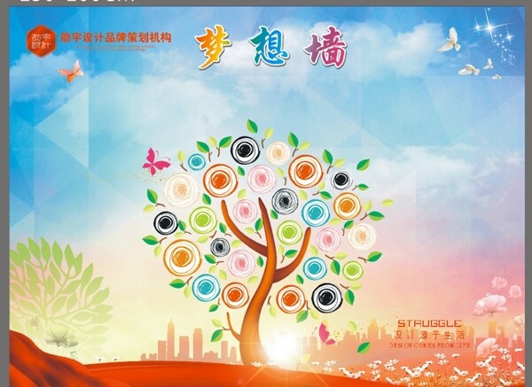 夢想墻心愿墻展板海報樹