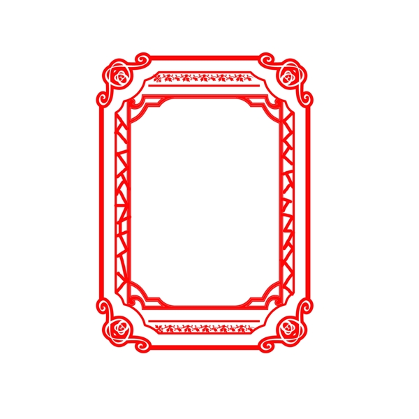中国红边框古典边框元素可商用