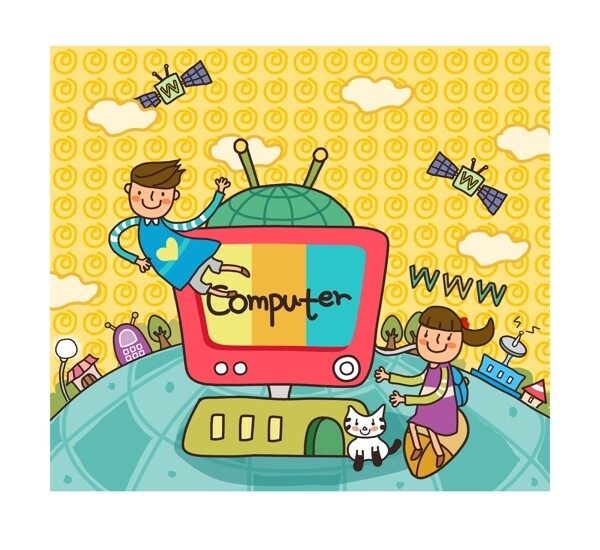 韩国儿童教育插画矢量图33
