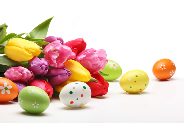 復(fù)活節(jié)彩蛋與鮮花圖片