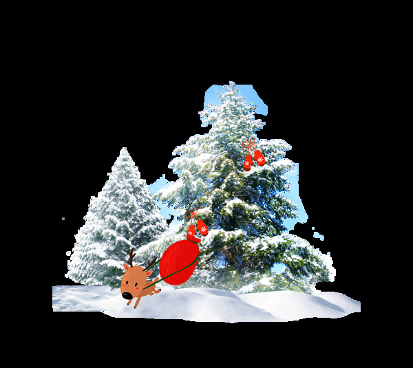 圣诞树装饰卡通背景海报素材图片