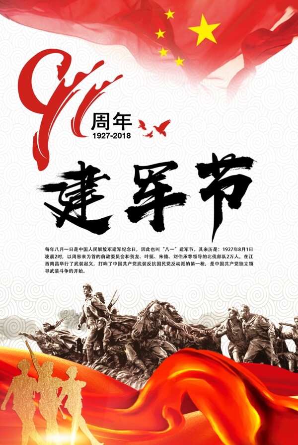 2018建军节中国风海报展板