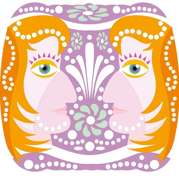 印花矢量圖時尚休閑女裝T恤圖案星座雙子座免費素材