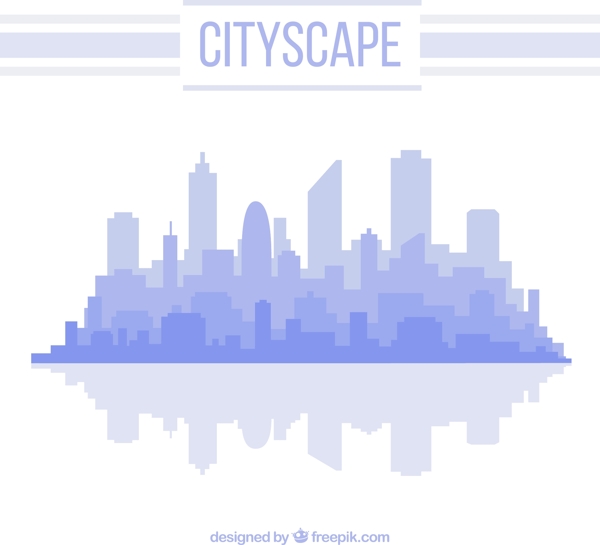 水彩城市建筑剪影