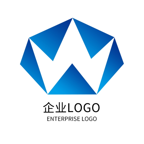 蓝色科技公司企业标志字母WLOGO设计