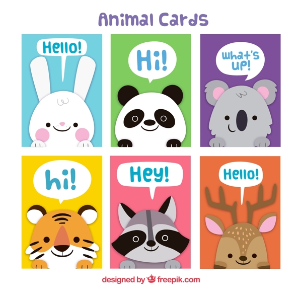 可爱动物问候卡片