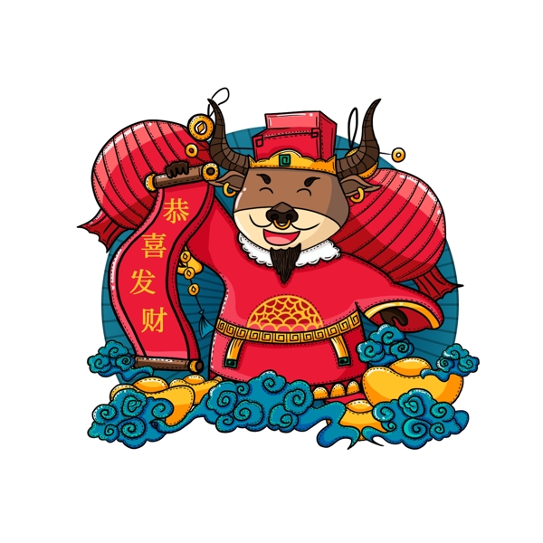 春節(jié)動漫牛形象圖片