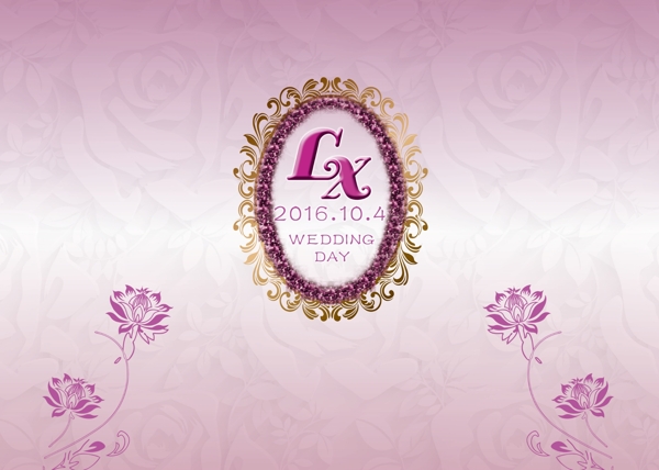 粉紫色欧式婚礼主背景欧式相框底纹