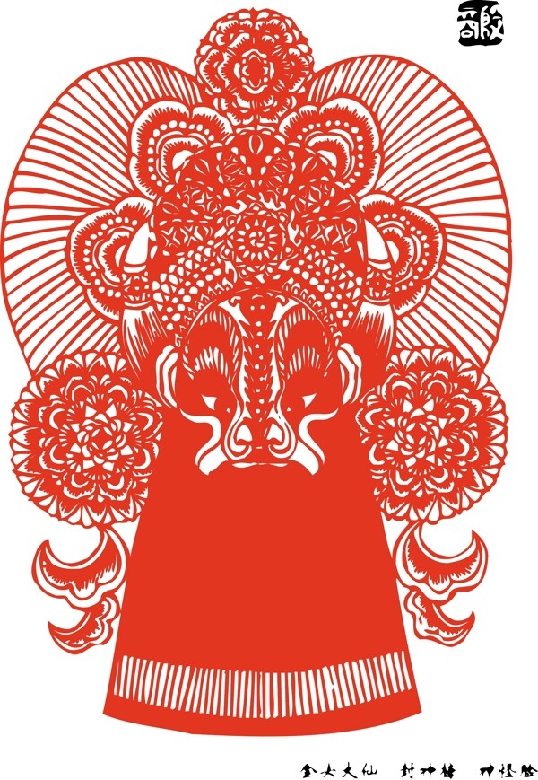 印花矢量圖色彩紅色民族臉譜免費(fèi)素材