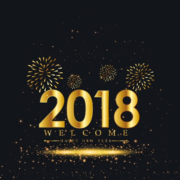 2018新年煙花金色ai矢量素材下載
