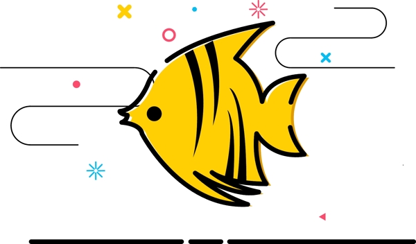 MBE风格黄色热带鱼装饰图案可商用元素