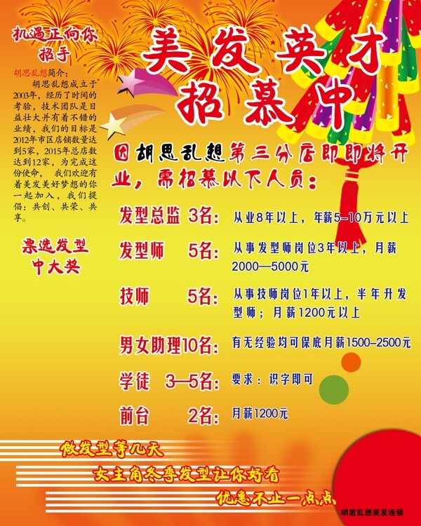 美發(fā)招聘圖片