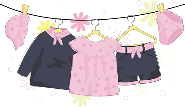 矢量彩色嬰兒服裝圖片素材