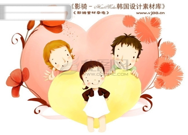HanMaker韓國設(shè)計素材庫卡通漫畫全家幸福家庭生活父母孩子可愛