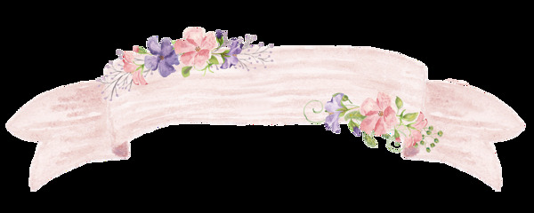 粉色缎带花卉卡通透明素材