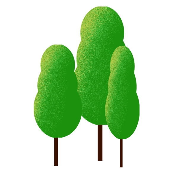 手绘绿色树卡通透明素材