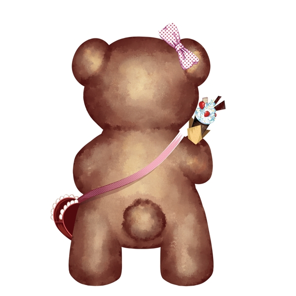 背对小熊卡通可爱泰迪熊