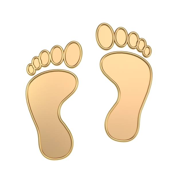 C4D金色金属质感立体脚印装饰
