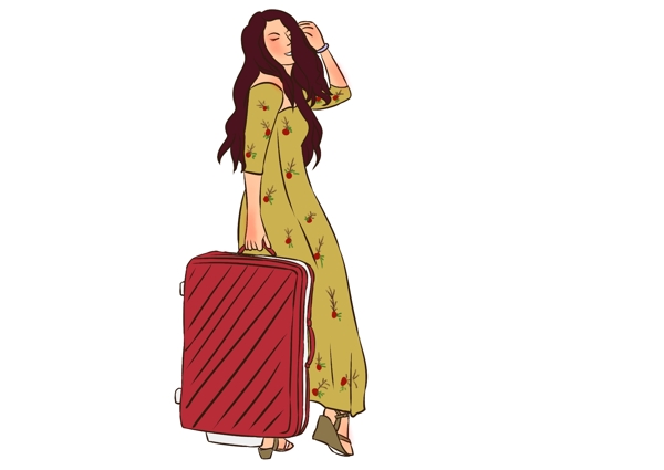 国庆节出游的拎行李少女