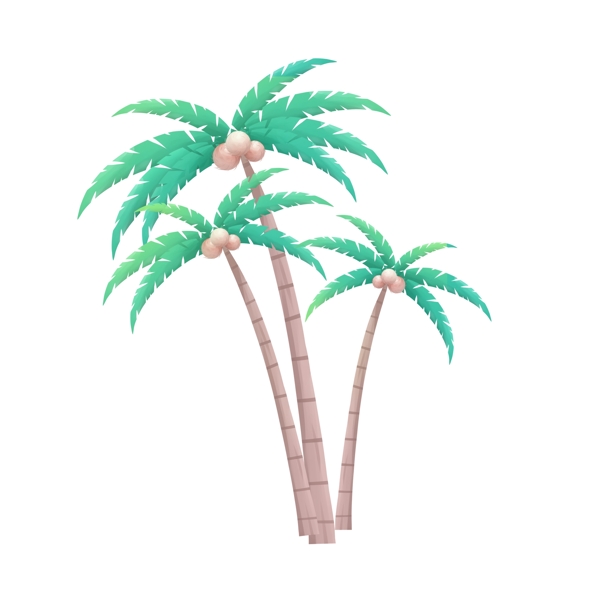 春季出游卡通椰子树元素