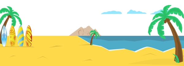 沙滩椰树卡通banner背景