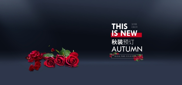 服裝高端大氣玫瑰電商海報