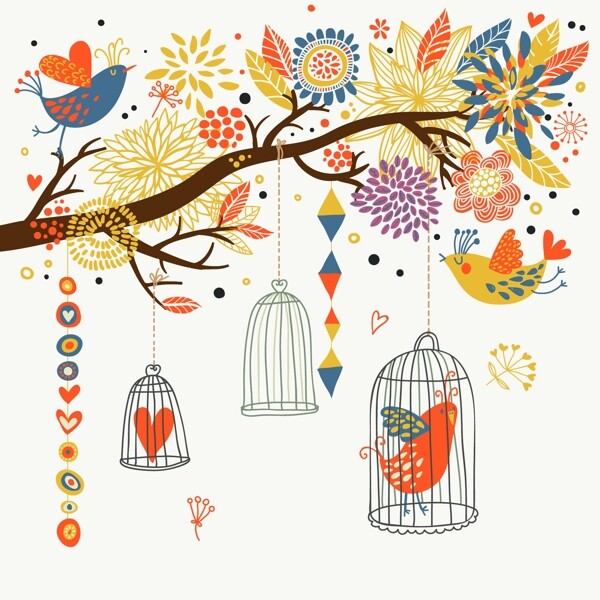 可愛卡通鳥插畫矢量模板