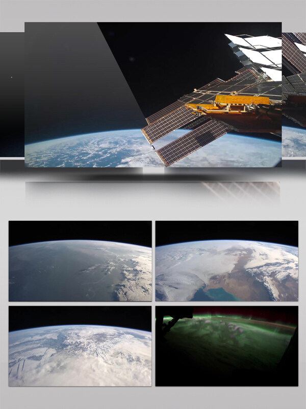 4K空间站看地球太空卫星转动