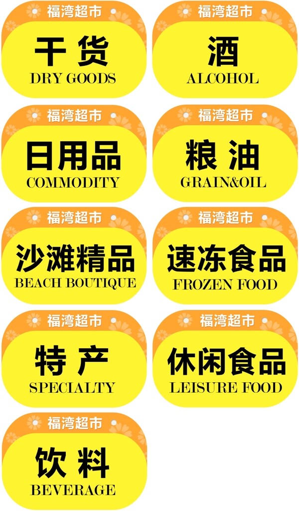 超市類目吊牌