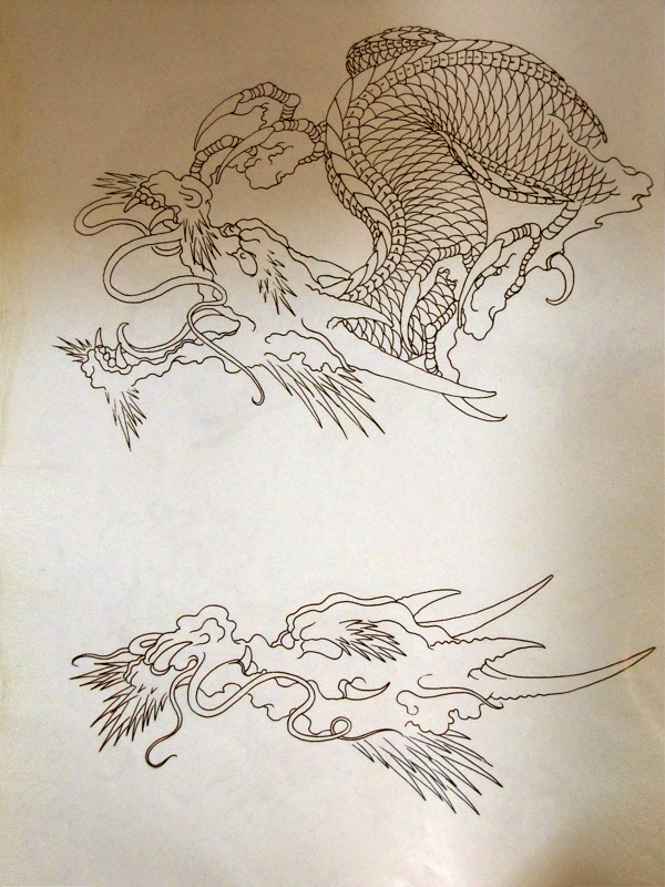阿亮传统刺青画集飞龙线稿图片