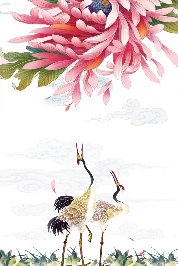 古風(fēng)教師節(jié)菊花背景