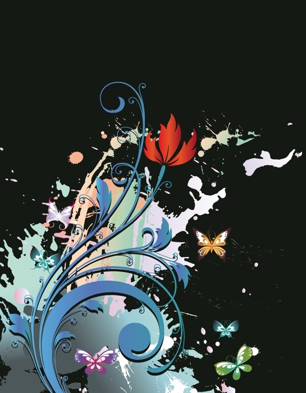 畫花卉背景矢量插畫
